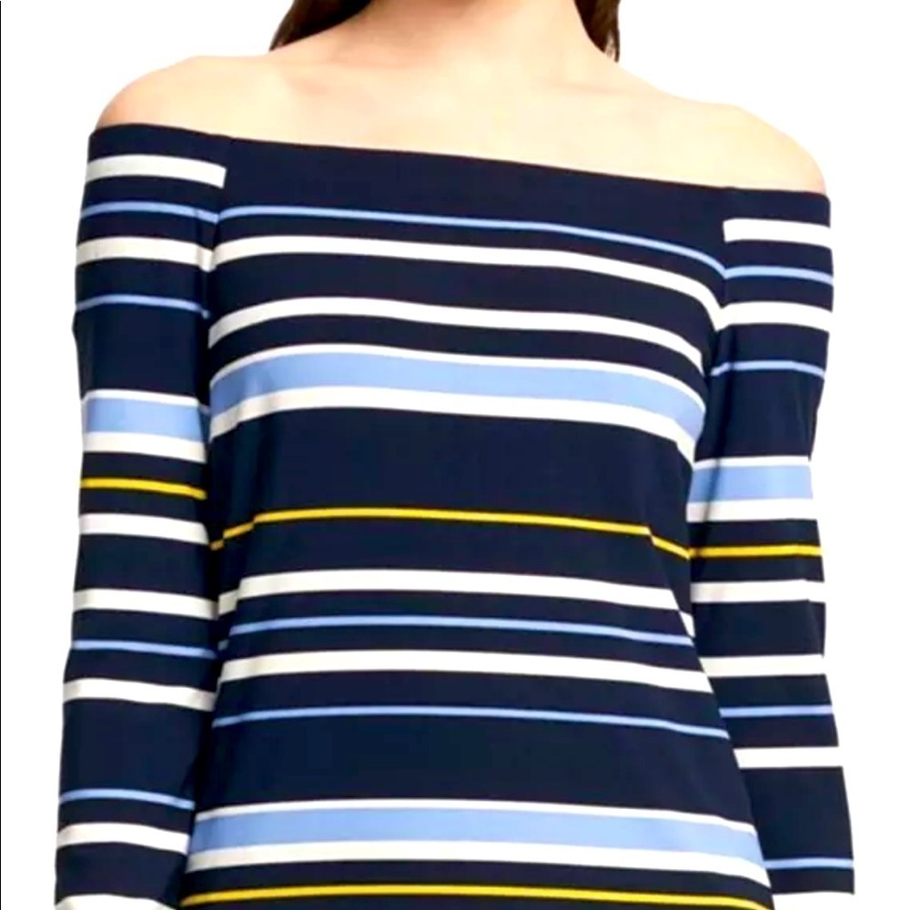 DKNY off the shoulder‎ navy stripe top blouse XL